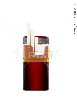front view of an open pack of cigarettes 140003504
