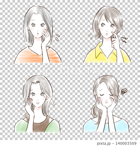 Woman with skin problems - hand-drawn illustration Woman with skin problems - hand-drawn illustration 140003509