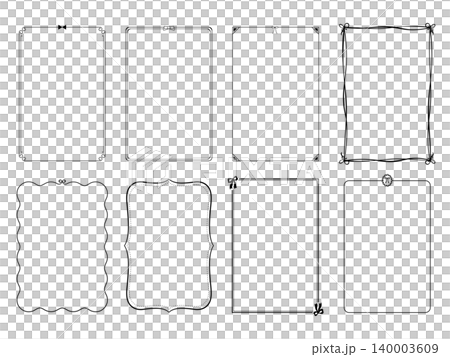 A simple and elegant vertical frame set with ribbons and decorative borders (line drawing). A simple and elegant vertical frame set with ribbons and decorative borders (line drawing). 140003609