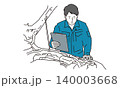車のボンネットを開けて中をチェックする自動車整備士のイラスト素材 140003668