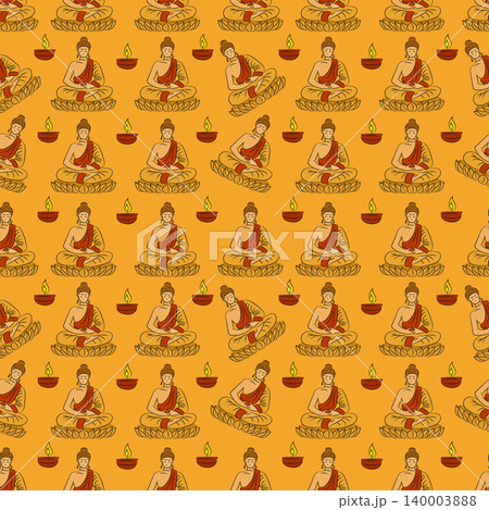 Seamless Buddha Vesak Day Pattern Background.Vector Illustration 140003888