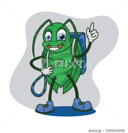 Grasshopper Exterminator Mascot Cartoon Vector Illustration Grasshopper Exterminator Mascot Cartoon Vector Illustration 140003906