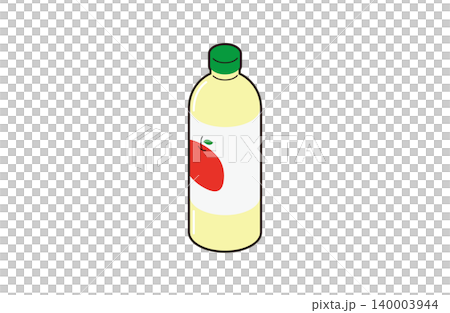 蘋果汁塑膠瓶的等距插圖（帶輪廓線） 140003944
