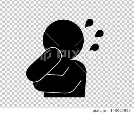 Silhouette of a person thinking while sweating Silhouette of a person thinking while sweating 140003999