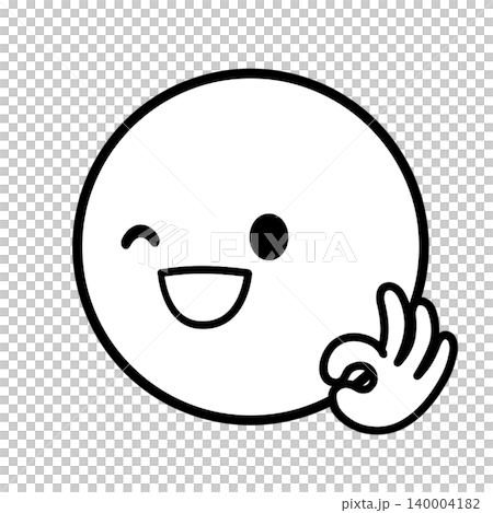 簡單的臉部圖示 - OK - 向左的插圖素材 簡單的臉部圖示 - OK - 向左的插圖素材 140004182