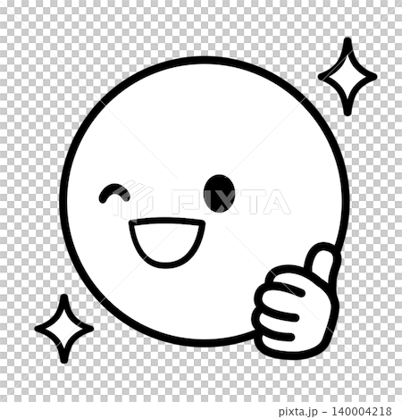 シンプルな顔アイコン　いいね　左向きイラスト素材 140004218
