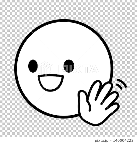 簡單的人臉圖示 - 揮手道別 - 向左的插圖素材 140004222