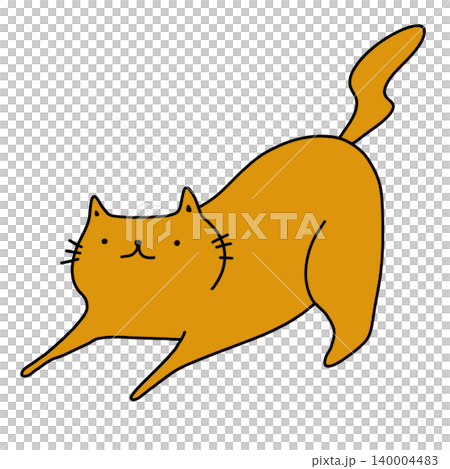 hand drawn illustration of a cute orange cat hand drawn illustration of a cute orange cat 140004483