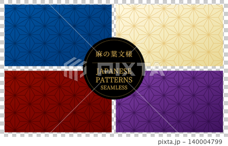 Japanese-style seamless pattern background set with hemp leaf design 140004799