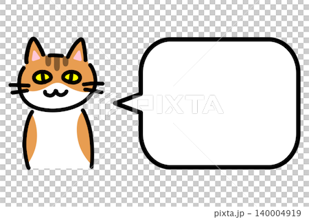 角丸の吹き出しと手描きの猫のイラスト 角丸の吹き出しと手描きの猫のイラスト 140004919