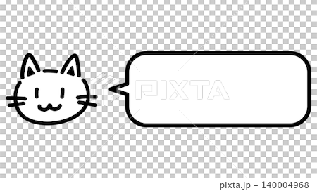手描きの猫と角丸の吹き出しのイラスト 140004968