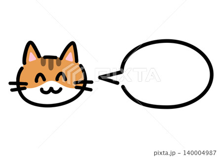 にこにこ笑顔を浮かべたの猫と丸い吹き出しのイラスト にこにこ笑顔を浮かべたの猫と丸い吹き出しのイラスト 140004987