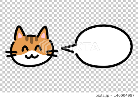 にこにこ笑顔を浮かべたの猫と丸い吹き出しのイラスト にこにこ笑顔を浮かべたの猫と丸い吹き出しのイラスト 140004987