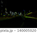 ネオン風に描かれたみなとみらいの夜の道路。イラスト風。 140005020