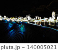 横浜大さん橋から望むみなとみらいの夜景を描いた鮮やかなネオン風イラスト背景 140005021