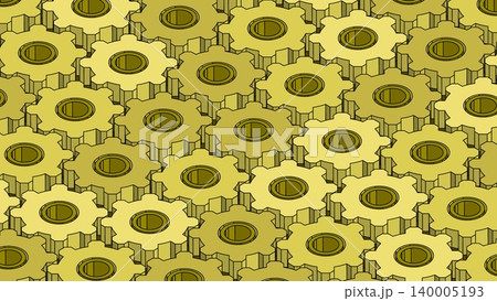 Mechanical horizontal backdrop of shafts and gears connected into a single torque transmission system. 3D vector background top view at an angle Mechanical horizontal backdrop of shafts and gears connected into a single torque transmission system. 3D vector background top view at an angle 140005193
