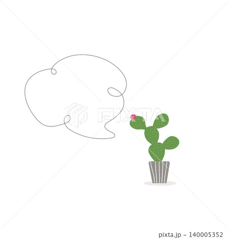 花付きうちわサボテンとふきだしのイラスト ベクター素材 花付きうちわサボテンとふきだしのイラスト ベクター素材 140005352