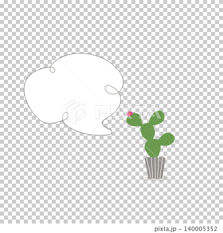 花付きうちわサボテンとふきだしのイラスト ベクター素材 花付きうちわサボテンとふきだしのイラスト ベクター素材 140005352