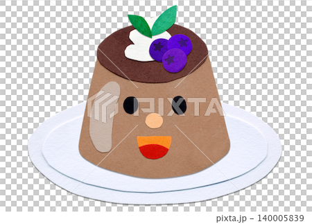 Cute chocolate pudding character collage illustration Cute chocolate pudding character collage illustration 140005839