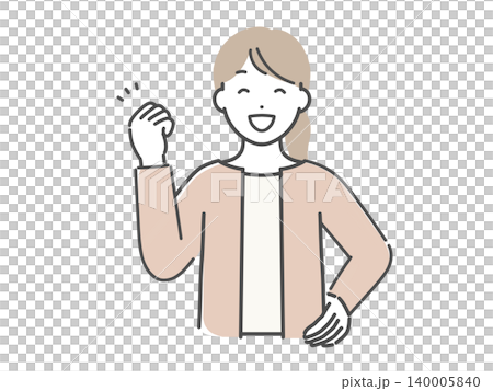 An illustration of a young woman smiling and making a victory pose. An illustration of a young woman smiling and making a victory pose. 140005840