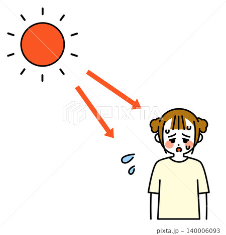 日差しを浴びて熱中症になりそうな少女のイラスト 日差しを浴びて熱中症になりそうな少女のイラスト 140006093