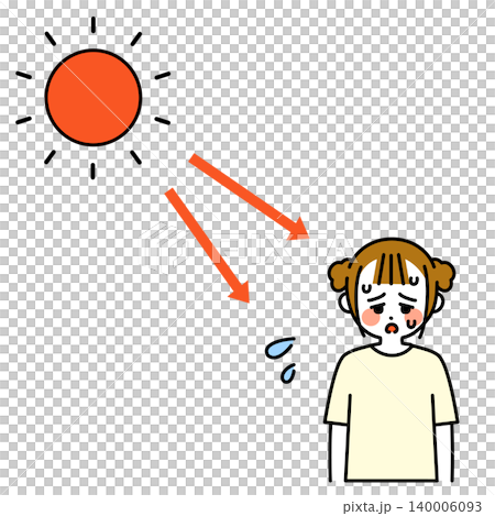 日差しを浴びて熱中症になりそうな少女のイラスト 日差しを浴びて熱中症になりそうな少女のイラスト 140006093