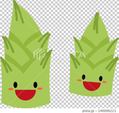 Bamboo shoot cartoon flat style illustration with cute face Bamboo shoot cartoon flat style illustration with cute face 140006221