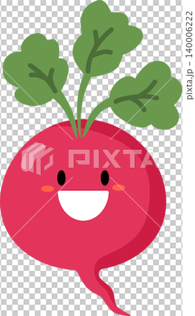 Radish cartoon flat style illustration with cute face 140006222