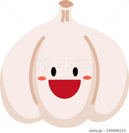Garlic cartoon flat style illustration with cute face Garlic cartoon flat style illustration with cute face 140006223