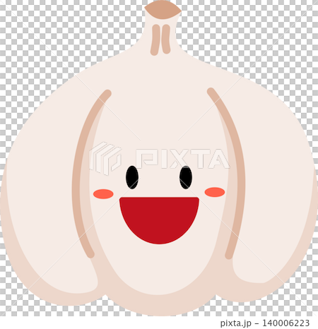 Garlic cartoon flat style illustration with cute face Garlic cartoon flat style illustration with cute face 140006223