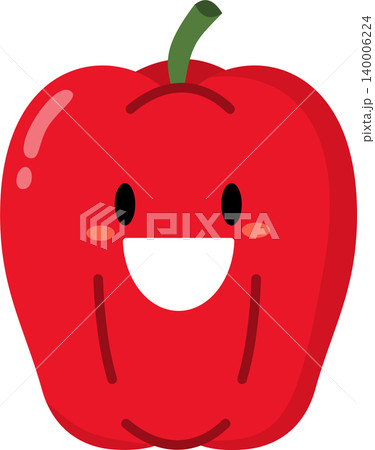 Bell pepper cartoon flat style illustration with cute face Bell pepper cartoon flat style illustration with cute face 140006224