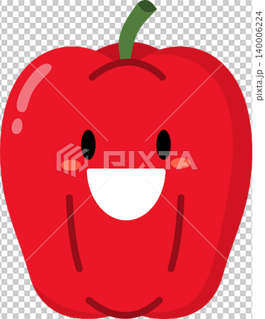Bell pepper cartoon flat style illustration with cute face Bell pepper cartoon flat style illustration with cute face 140006224