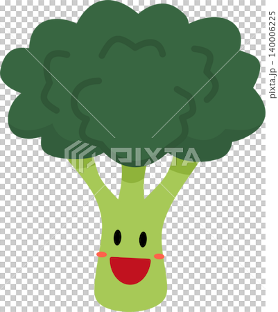 Broccoli cartoon flat style illustration with cute face Broccoli cartoon flat style illustration with cute face 140006225