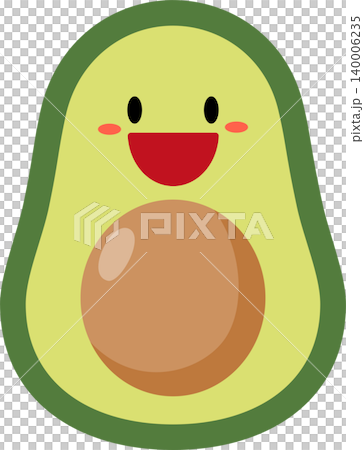 Avocado cartoon flat style illustration with cute face Avocado cartoon flat style illustration with cute face 140006235