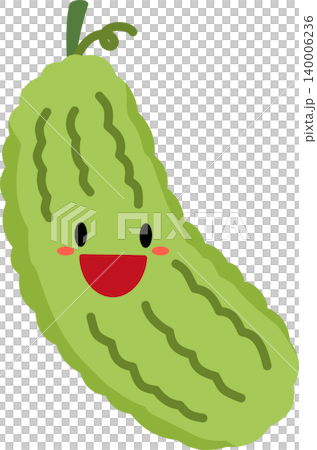 Bitter melon cartoon flat style illustration with cute face Bitter melon cartoon flat style illustration with cute face 140006236