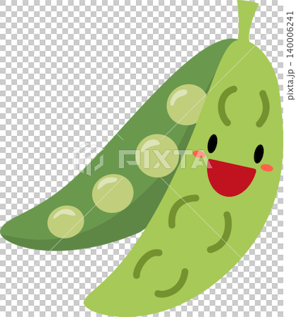 Green Pea cartoon flat style illustration with cute face Green Pea cartoon flat style illustration with cute face 140006241