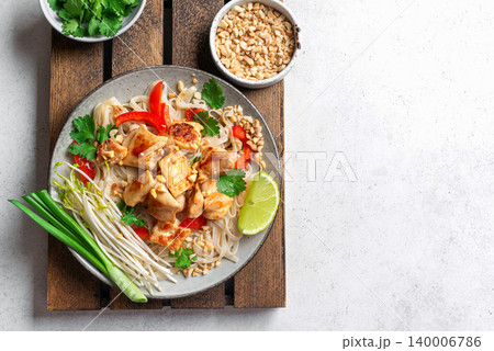 Chicken Pad Thai noodles. Traditional thai meal. Chicken Pad Thai noodles. Traditional thai meal. 140006786