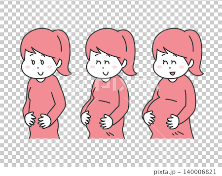 妊娠中のお腹の変化、お腹がだんだん大きくなるイラスト 妊娠中のお腹の変化、お腹がだんだん大きくなるイラスト 140006821