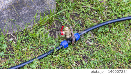 Outdoor Plumbing Splitter Junction with Ball Valves and Garden Hose 140007284