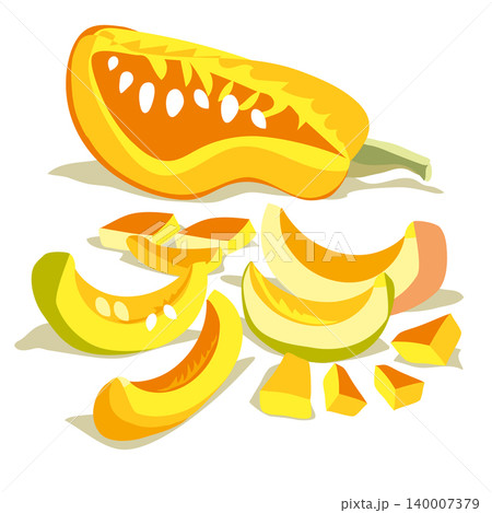 A vector colour set featuring pumpkins on a white background. 140007379
