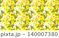 A vector seamless pattern featuring cucumber flowers and leaves on a white background 140007380