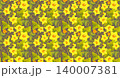 A seamless pattern featuring bright yellow flowers with leaves, rendered in vector on a dark brown background. Widely used in stationery, packaging, and wallpaper design. 140007381