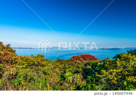 【瀬戸内海国立公園】晩秋の五色台展望台からの風景1 香川県高松市 【瀬戸内海国立公園】晩秋の五色台展望台からの風景1 香川県高松市 140007446