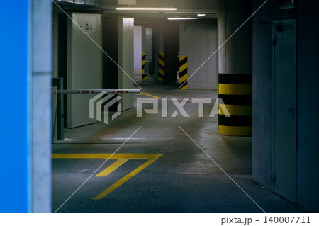 underground parking driving passage concrete tunnel and electric lamp illumination underground parking driving passage concrete tunnel and electric lamp illumination 140007711