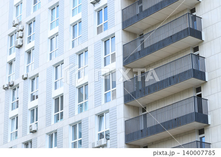 external side living building facade balcony and windows with conditioners on walls perspective background urban external side living building facade balcony and windows with conditioners on walls perspective background urban 140007785