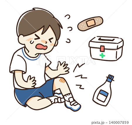 子供の怪我と応急処置のイラスト 140007859