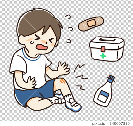 子供の怪我と応急処置のイラスト 140007859