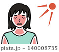 日焼け 赤み 女性 イラスト 夏 紫外線 肌荒れ 背景透過 140008735