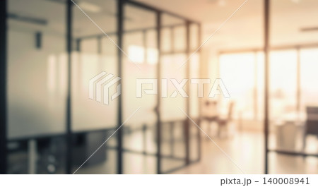 Blurred abstract background modern office interior warm sunlight sunset sunrise corporate business space empty glass partition meeting room professional workplace company design backdrop defocus Blurred abstract background modern office interior warm sunlight sunset sunrise corporate business space empty glass partition meeting room professional workplace company design backdrop defocus 140008941