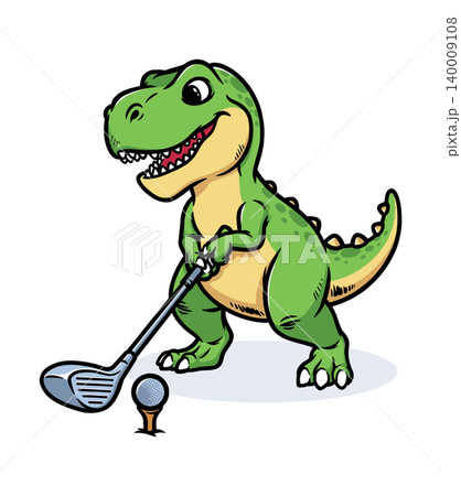 Dino is playing golf happily Dino is playing golf happily 140009108